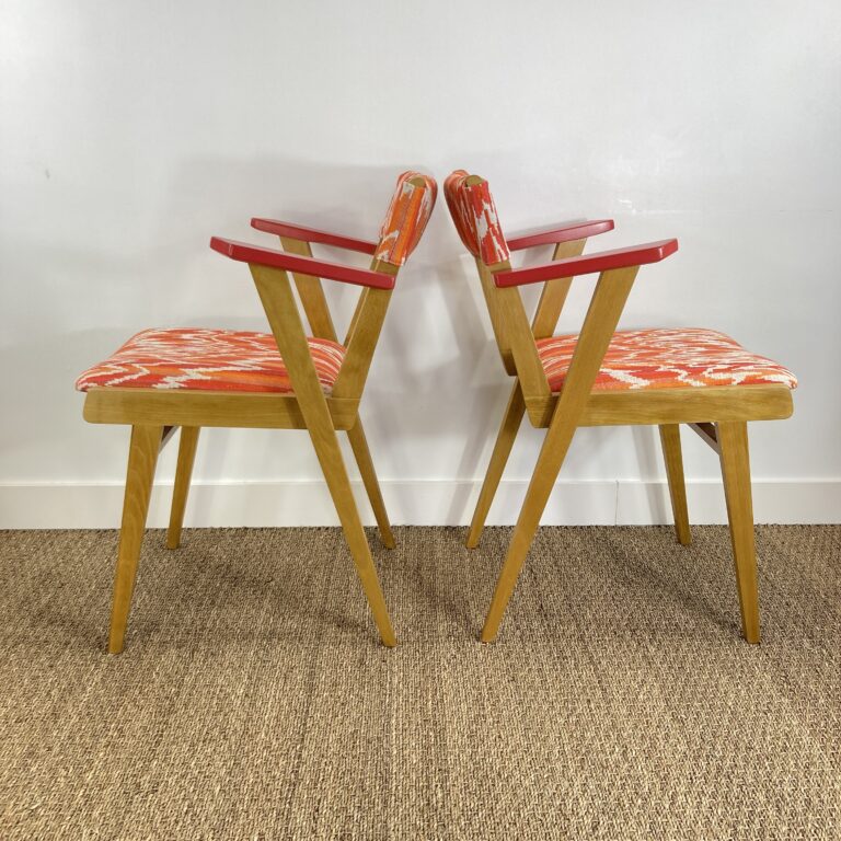 Paire de fauteuils bridge vintage des années 50, vue de côté