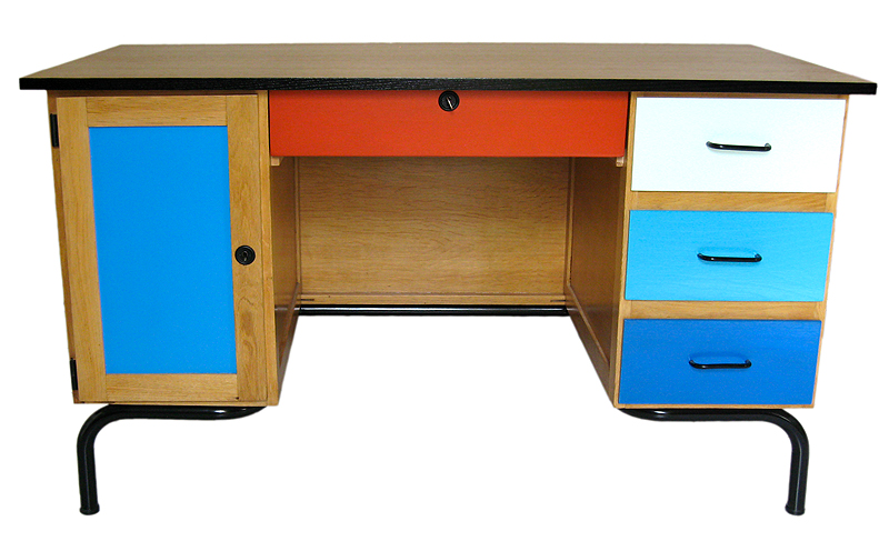 Bureau de maître d'école vintage des années 60-70, vue de face