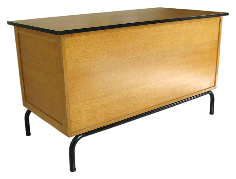 Bureau de maître d'école vintage en bois, vue arrière