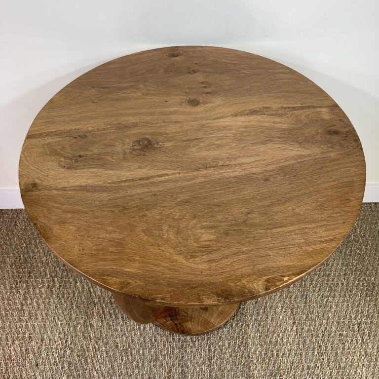Plateau rond en chêne du guéridon Art déco restauré